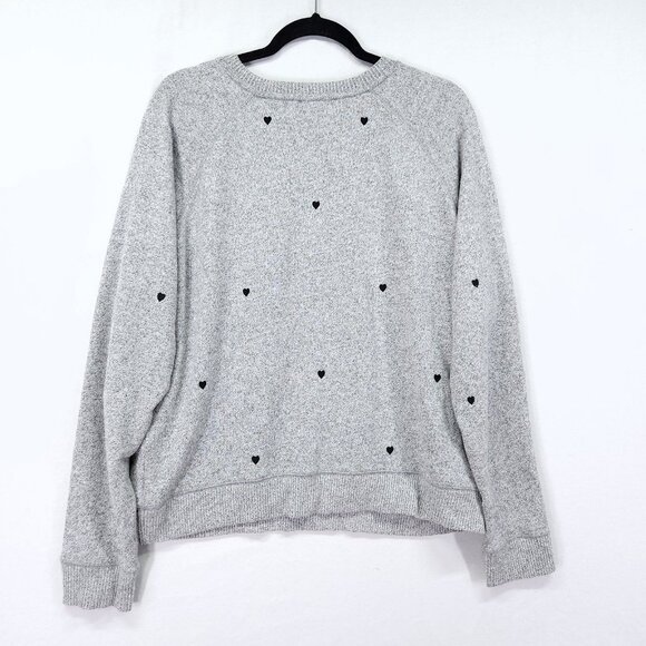 Rails Callahan Knit Sweater Size Large Melange Grey Black Hearts - Picture 3 of 12